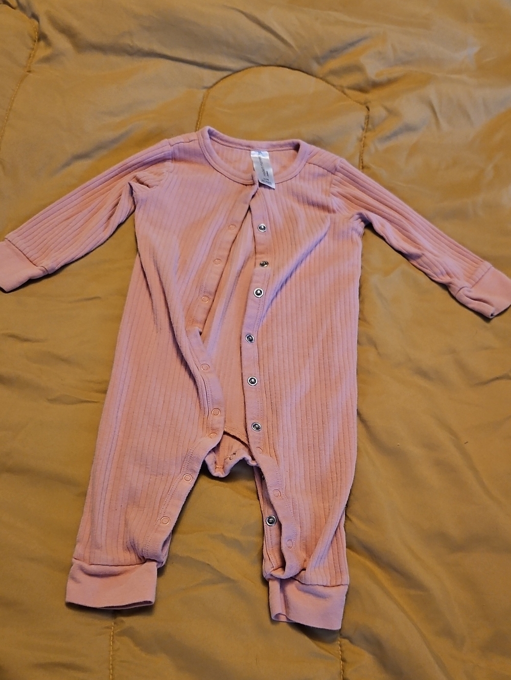Classic Pink Ribbed Baby One-Piece with Snaps